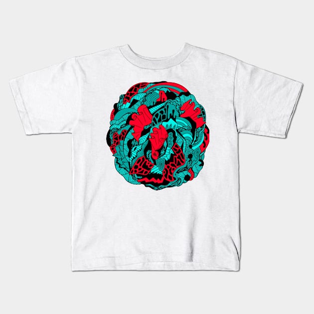 Turqred Abstract Wave of Thoughts No 1 Kids T-Shirt by kenallouis